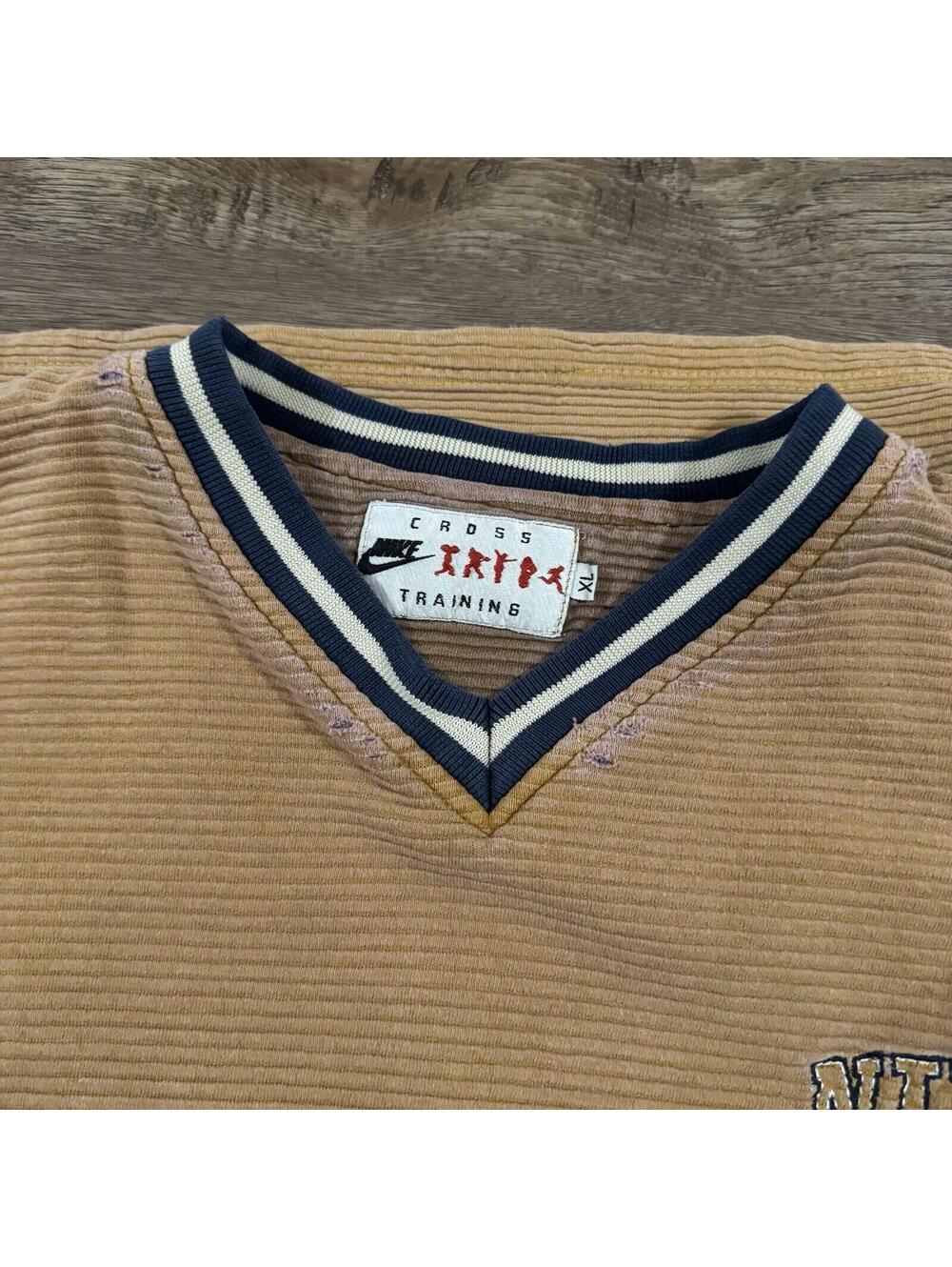 Vintage 90s Nike Cross Training Gym Corduroy Sweater V-Neck - Picture 4 of 11